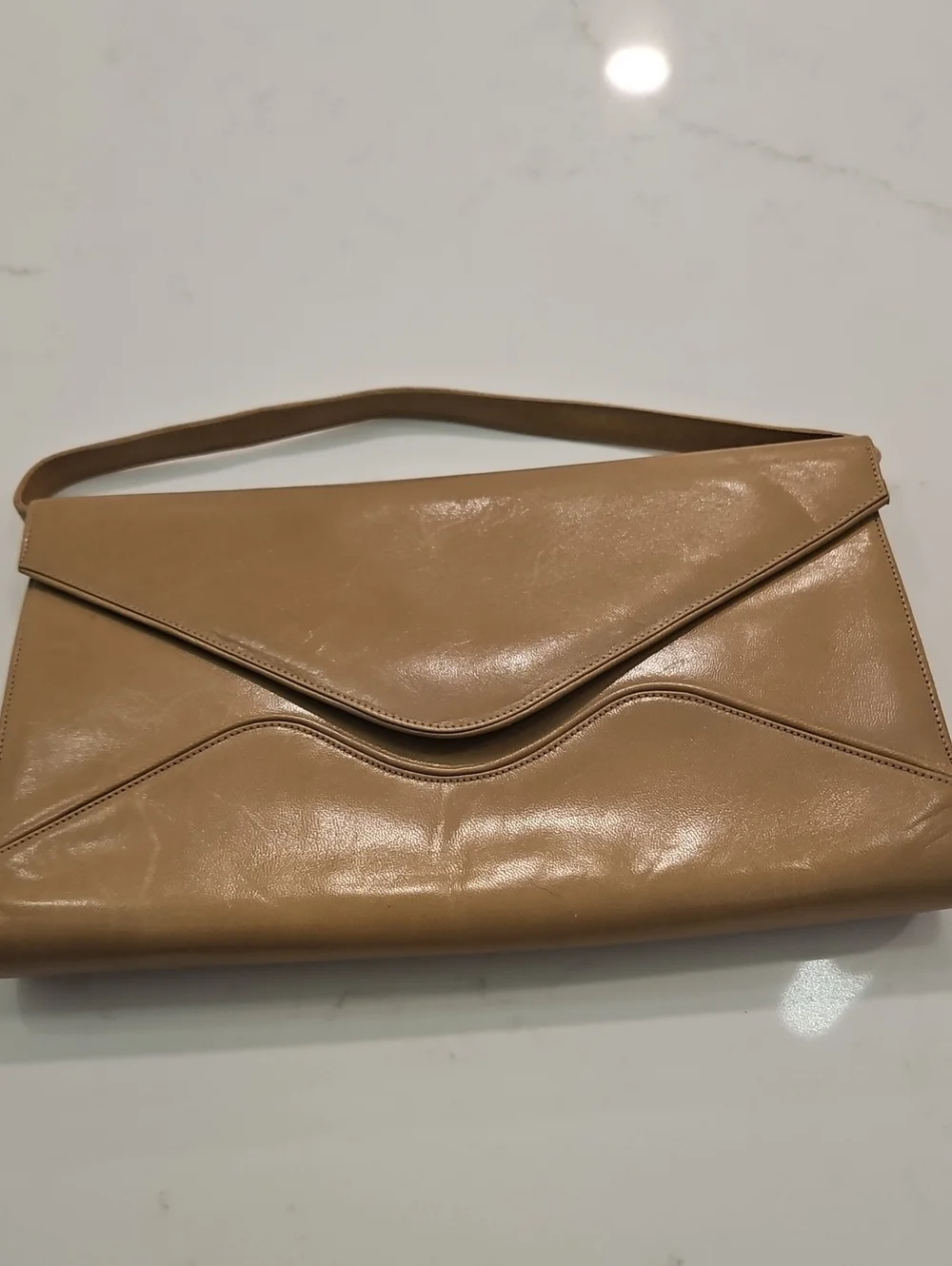 Vtg Charles Jourdan Paris Kid Leather Envelope Bag Clutch Removable Strap EUC